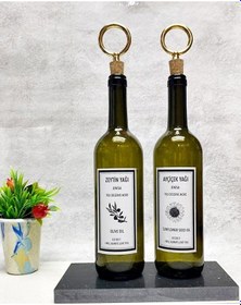 Resim Altın Halka Mantar Tıpalı 750ml Yeşil Şişe Etiketli Yağlık Yağdan 