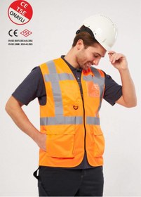 Resim WORKERWEST Worker West Turuncu Hi-Vis Reflektörlü Mühendis İkaz Yeleği 