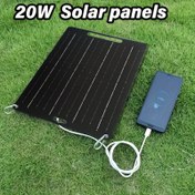 Resim 20W Taşınabilir Güneş Şarj Paneli - USB Güçlü, Telefonlar, Tabletler, El Fenerleri & Fanlar için İdeal - Dış Mekan Seyahatleri & Kamp için Mükemmel 