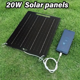 Resim 20W Taşınabilir Güneş Şarj Paneli - USB Güçlü, Telefonlar, Tabletler, El Fenerleri & Fanlar için İdeal - Dış Mekan Seyahatleri & Kamp için Mükemmel 