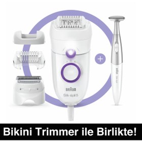 Resim Braun Silk-épil 5 5825 3'ü 1 Arada Kablolu Kuru Kullanım Epilatör + Bikini Trimmer 