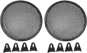 Resim Yosoo Hoparlör Izgarası Kapağı, 2 Adet Hoparlör Izgarası Kapağı 8 Inç Araba RV Siyah Metal Demir Subwoofer Örgü Izgara Kapağı ABS Metal Demir Subwoofer Araba RV Için Örgü Kapak 