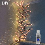 Resim 1 adet Kinpho Cherry Blossom LED Dal Işıkları, 72/96/144 LED'ler, Esnek ve Bükülebilir Sakura Sarmalı Işıklar, 8 Parlak Mod, USB Güçlü, DIY İçin, İç Mekan Atmosfer Dekorasyonu İçin İdeal, Yatak Odası, Oturma Odası, Duvar, Parti, Tatil, Düğün Dekoru, Işık Dekoru 