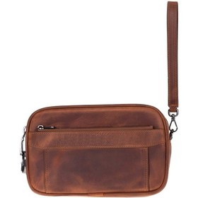 Resim Bloominbag Forge Wrist Heritage Saddle Luxe Hakiki Deri Unisex Kilitli Clutch Kahverengi 