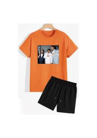 Resim Uyguntarz Müslüm Baskılı Şort T-shirt Eşofman Takımı Turuncu 