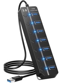 Resim CoverZone 7 Port Usb 3.0 Hub Çoklayıcı Çoğaltıcı Switch Splitter 1.2 Metre Kablo 