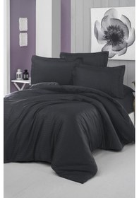 Resim Çeyiz Diyarı Stripe Tek Kişilik Pollysaten Nevresim Takımı Siyah Siyah 