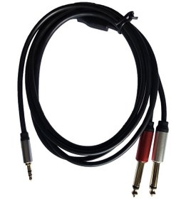 Resim 3.5 Mm Stereo To 2x 6.35 Mm Çivi Jak Profesyonel Amfi Mikser Telefon Ses Kablosu 1.8 Metre 