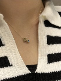 Resim Altın Nazar Boncuklu B Harfli Zincir Sarı 