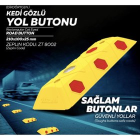 Resim Zeplin 10 Adet Dikdörtgen Mercekli Yol Butonu Sarı Renk 