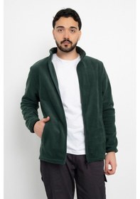 Resim Dasüniforma Unisex Anti-pilling Tüylenme Yapmayan Standart Fit Tam Fermuarlı Soğuk Geçirmez Polar Hırka Yeşil 