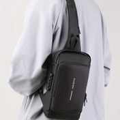 Resim Erkekler için Şık Naylon Göğüs Çantası Şifreli Kilitli - Günlük, Fermuarlı, Geziler için Mükemmel, Crossbody, Moda Trendi 