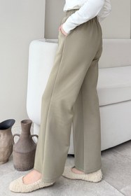 Resim Tesettür Diyarı Kadın Çimalı Beli Lastikli Cepli Scuba Kumaş Tesettür Pantolon- Çağla Yeşili 