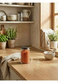 Resim Leelahome Metal Vakum Kapaklı Cam Saklama Kabı 1500 Ml Şeffaf 