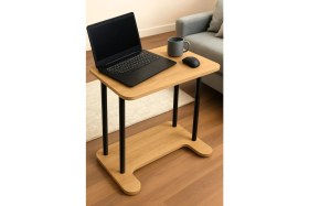 Resim Peka Tekerlekli Laptop Sehpası Kahvaltı Masası Yan Sehpa 