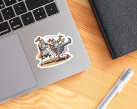 Resim (3 Adet) Şövalyeler Alışveriş Çıkartması - Bakkal Alışveriş Çıkartması - Aptal Ortaçağ Şövalyesi - Komik Ortaçağ - Zırh - Çıkartma 3 İnç Dizüstü Bilgisayar Su Şişeleri Telefon için 