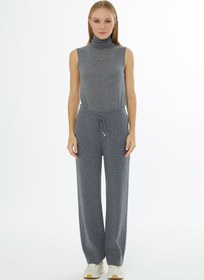 Resim Beli Lastikli Triko Pantolon - GRİ / 40 