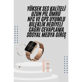 Resim Marsilyan Akıllı Saat 3 Kordonlu ve Aksesuarlı Bayanlar Için Şık Rose Renk - MCT9394-7215 