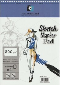 Resim Alex Schoeller Spiralli Sketch Marker Defteri Pad 200 G A4 40 y 