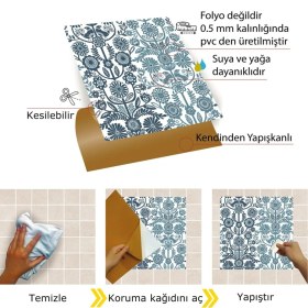 Resim Tink Kendinden Yapışkanlı Mavi Kuş Desenli Pvc Karo 30X30 cm (33 Adet) 3m2 