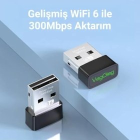 Resim Storemax 300MBPS Wifi 6 Çift Bant Kablosuz Alıcı Verici USB Adaptör 
