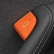Resim 4 adet Kalp Tasarımı ile Portakal Kapı Tutamaçları - Flanel Dokusu, for Tesla Model 3, Model Y, Model S, Model X ve Model 3 Aksesuarları için Şık Araba İç Mekan Aksesuarları | Modern Araba Dekoru | Dayanıklı Araba Dekoru, Araba Dekoru Aksesuarları 