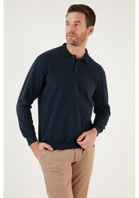 Resim Buratti Pamuk Karışımlı Regular Fit Erkek Polo Yaka Kazak 456223 Lacivert 