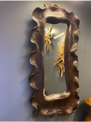 Resim Lüks Doğal Tik Ağacı El İşçiliği Boy Aynası 138 Cm Premium Dekoratif Ayna Ahşap 