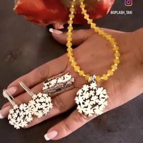 Resim Doğaltaş Gümüş Yonca Sitrin Set 