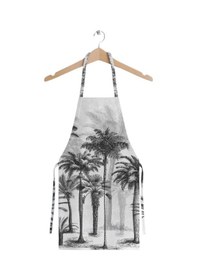 Resim Siyah Palmiye Ağaçlar Tasarımlı Mutfak Önlüğü Keten Kumaş, Ulusl. Yıkama Ve Solmama Sertifikası Çok Renkli 