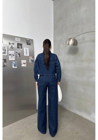 Resim Lacarino 7888 Palazzo Kadını Jean Pantolon Rinse Denim 
