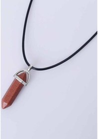 Resim Kuvars Kristal Kolye Goldstone Altıgen Sütun Siyah Suni Deri Kord 553684042 