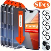 Resim Gizlilik Temperli Cam + Lens koruma filmi, Ekran Koruyucular Parlak Kaplama, Çizilmez Tek Tıkla Uygulama for iphone 7 8 X XS MAX XR Mini 11 12 13 14 15 Pro 16 Plus için 