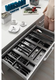 Resim Mutfak Çekmece Içi Düzenleyici, Kaşıklık 84cm X 48cm Yanlar Ve Boydan 4cm Kesilebilir, Antrasit Antrasit 