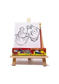Resim Rich Funny Kids Desenli Tuval Akrilik Boya Seti - Balık 