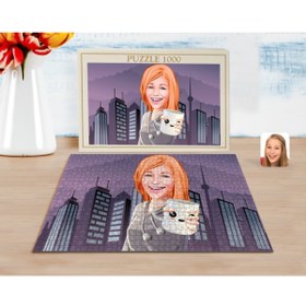 Resim Bk Gift Kişiye Özel Kadın Karikatürlü 1000 Parça Profesyonel Puzzle-104 