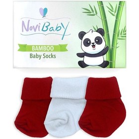 Resim Novibaby 3'lü Bambu Yenidoğan Bebek Çorabı I Flag I 0-6 ay "Karışık Renkli" 