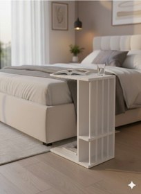 Resim Pint C Tipi Koltuk Yanı Sehpası Dergilikli Laptop Kahve Yan Sehpası Beyaz Beyaz 