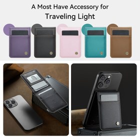 Resim Bu Kadın Kredi Kartı Tutucu, Iphone için Manyetik Kart Yuvası ile Tasarlanmış, Suni Deri Malzemeden Üretilmiş, Ultra İnce, 5 Kart Tutabilir, Iphone 16/15/14/13/12 Pro Max Plus ile Uyumlu, RFID Güvenli Cebi ile Donatılmış, Manyetik Halkalarlı Telefonlar için Uygun. 