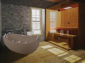 Resim Bağımsız Küvet | Bodrum | Sanacryl - 92x190 / Kırmızı / 1 Kişilik 