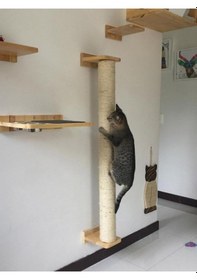 Resim Kedi Tırmalama Direği 100 Cm Tamamen Ahşap 