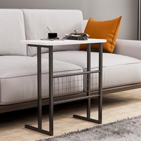 Resim interGO Metal Ayaklı Laptop Sehpası Koltuk Sehpası Kahvaltı Masası Çalışma Sehpası - Beyaz 