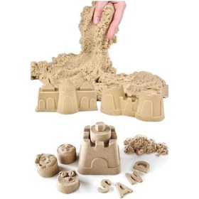 Resim Kinetik Oyun Kumu 4 Renk 2 KG Ve 6 Adet Kum Kalıbı Mor - Yeşil - Pembe - Doğal 