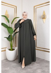 Resim Nevayla Moda Ön Ve Arka Robalı Ferace - Haki / F0142 Haki 