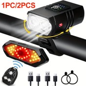 Resim 1 Adet/2 Adet Yeni USB Şarjlı LED Bisiklet Işığı, Güç Göstergeli Dağ Bisikleti Farı, Bisiklet Ekipmanı 