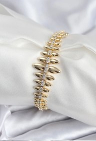 Resim Pirinç Vıp Seri Sıralı Damla Figürlü Kadın Bileklik Gold Renk Çok Renkli 