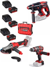 Resim Einhell Tp-hd 18/22 D Bl Tp-cd 18/80 Li-i Bl Matkap Tp-ag 18/125 F Li Bl Taşlama 3x4.0ah Akülü Kömürsüz Set 