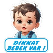 Resim 17X20 cm Dikkat Bebek Var V4 Sticker Laptop Kask Araba Motor Sticker 