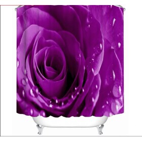 Resim 4-Piece Gül Banyo Perdesi Seti, Doğal Çiçekler, Su Geçirmez Polyester Duş Perdesi, Klozet Minder, Kaymaz Banyo Battaniyesi Seti |duş Perdesi (Yurt Dışından) 