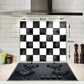 Resim Decorita Damalı Desen | Cam Ocak Arkası Koruyucu | 